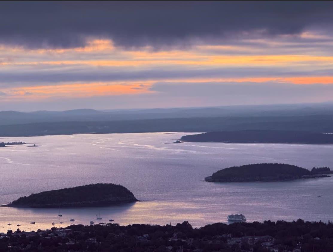 A sunrise view of Acadia National Park