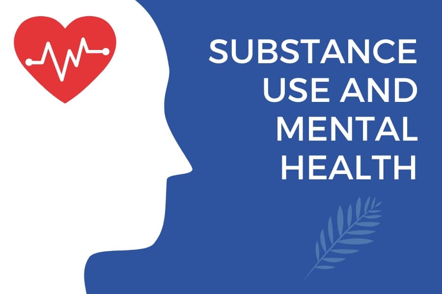 Illustration representing the connection between substance use and mental health.